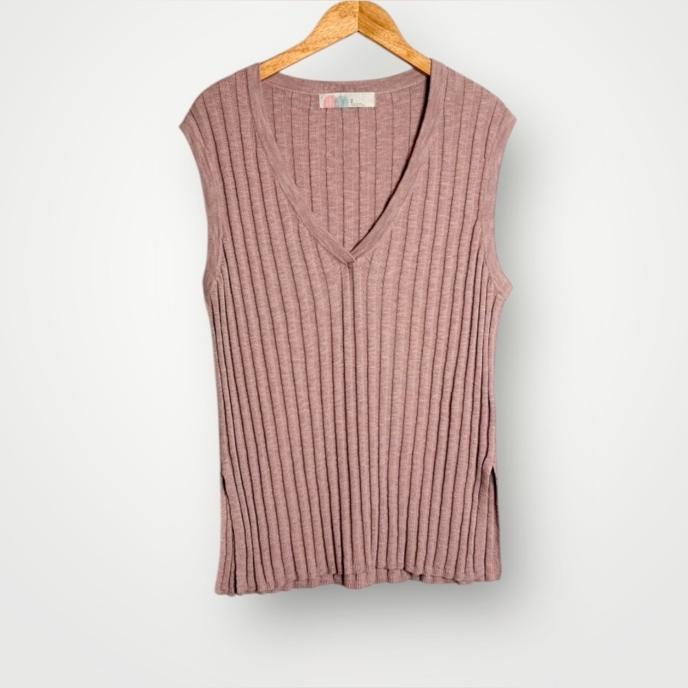 Free People Beach Veda Ribbed Sweater Womens Size Medium Sleeveless Pink Layer - Picture 4 of 11